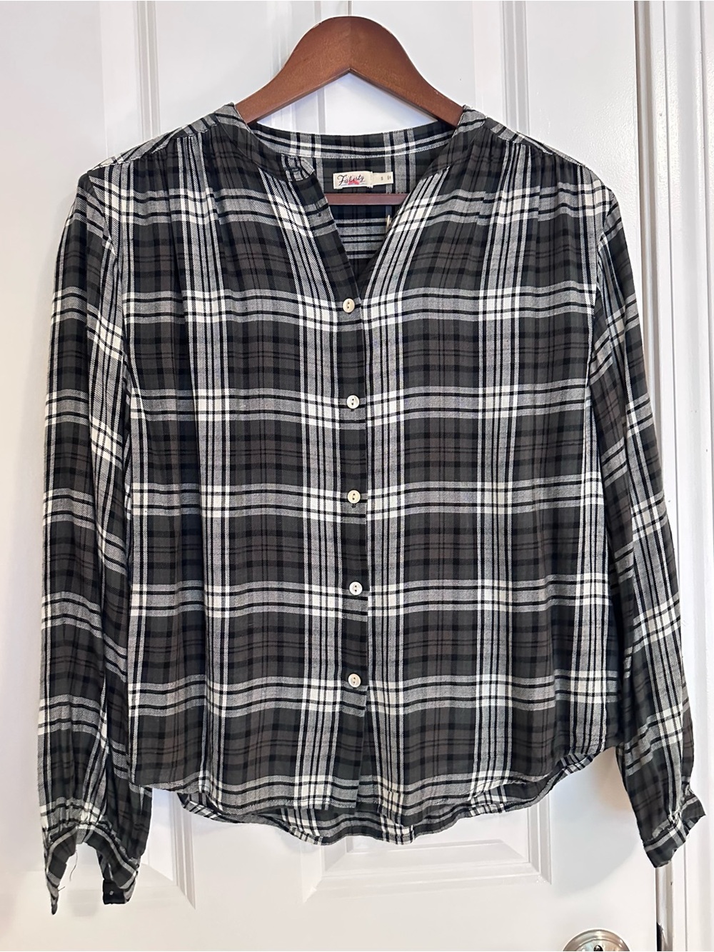 Faherty "Drift" Plaid Button Down Top, S